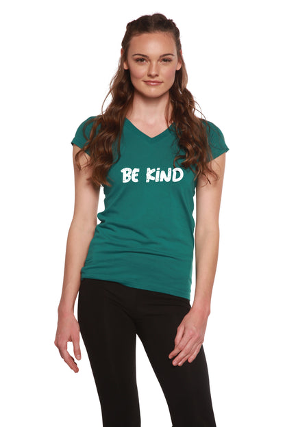 Be Kind women's V-neck cap sleeve T-shirt – view 3