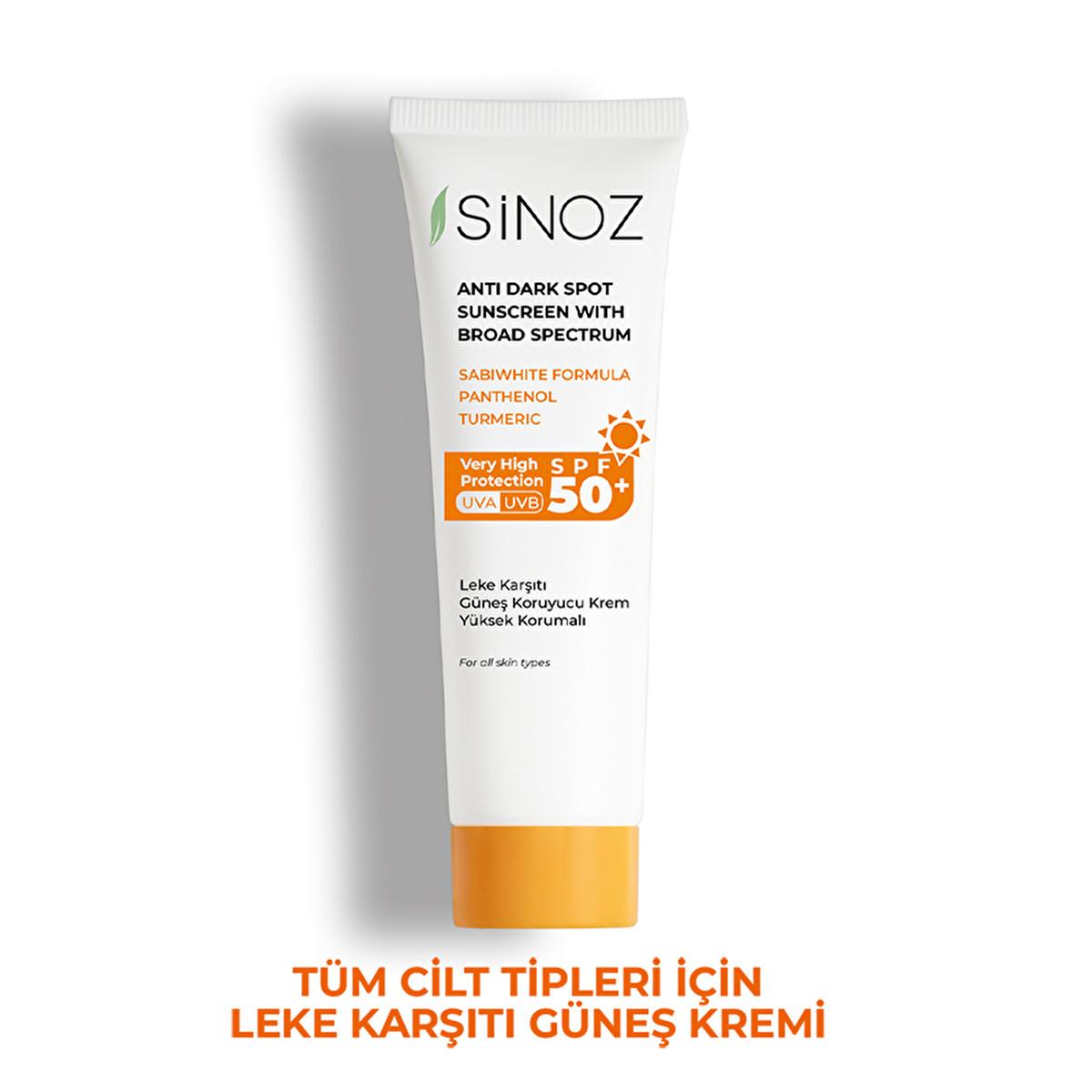 Sinoz SPF 50+ Anti-Spot Facial Sunscreen: Broad Spectrum Protection, Non-Greasy, Moisturizing - Perfect for All Skin Types, Prevents Sun Damage by Beauty Care Bag
