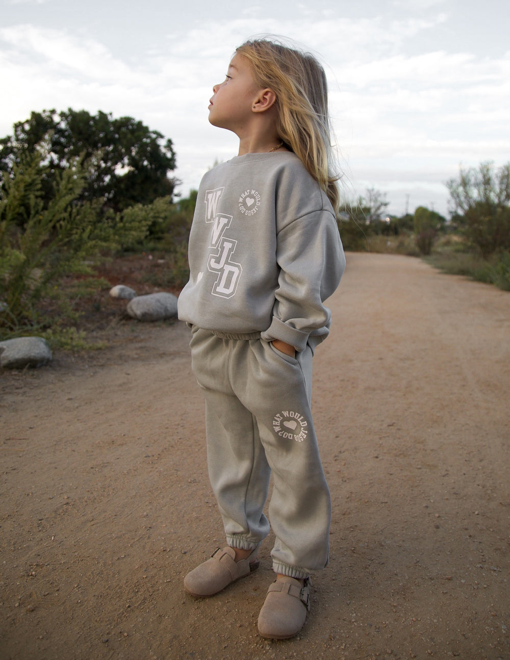 WWJD Varsity Kids Crewneck by Elevated Faith