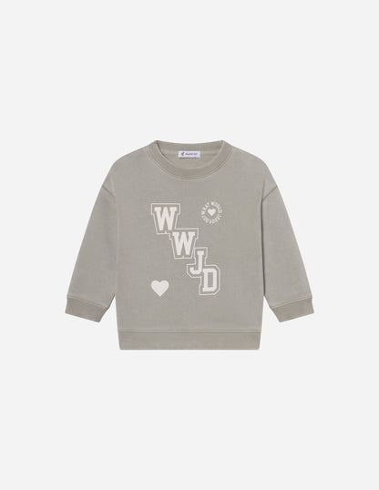 WWJD Varsity Kids Crewneck by Elevated Faith