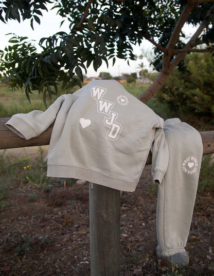 WWJD Varsity Kids Crewneck by Elevated Faith