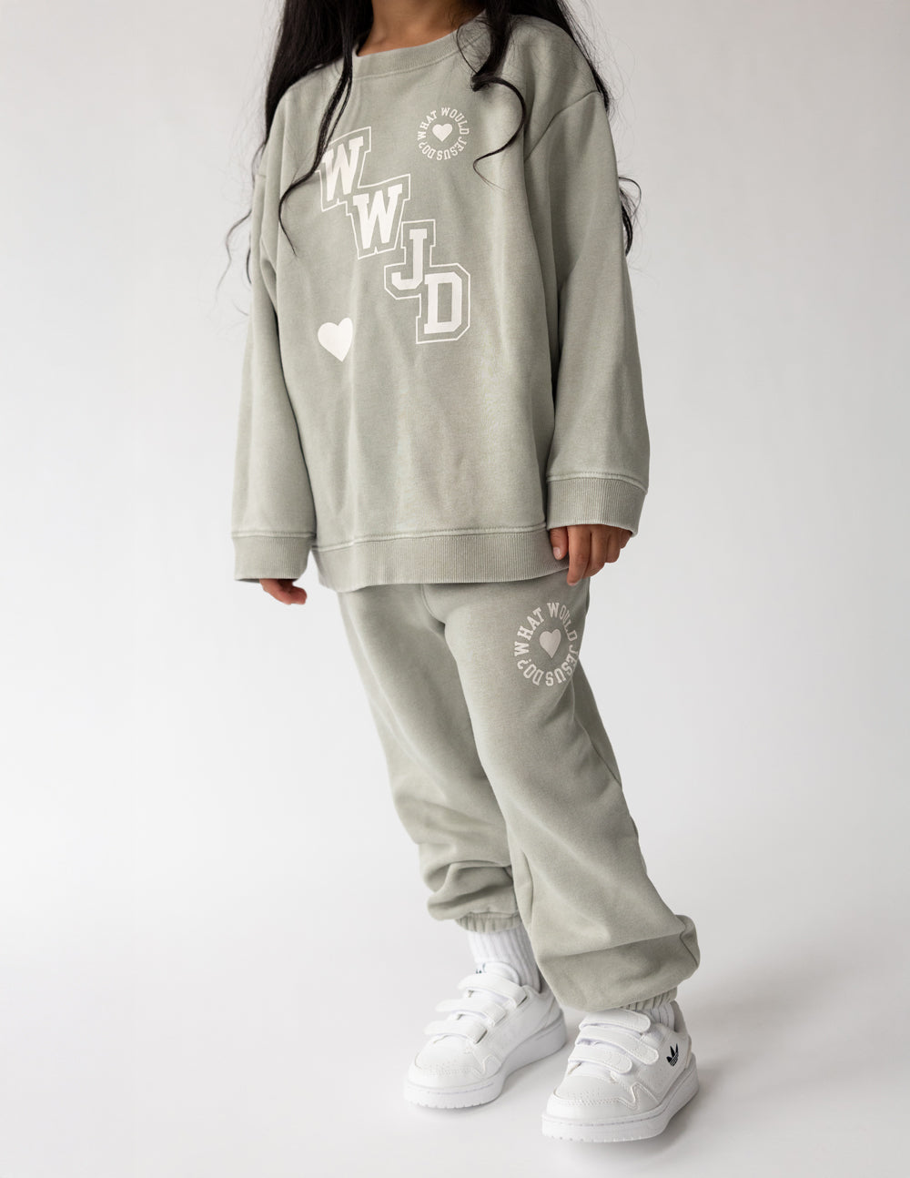 WWJD Varsity Kids Crewneck by Elevated Faith