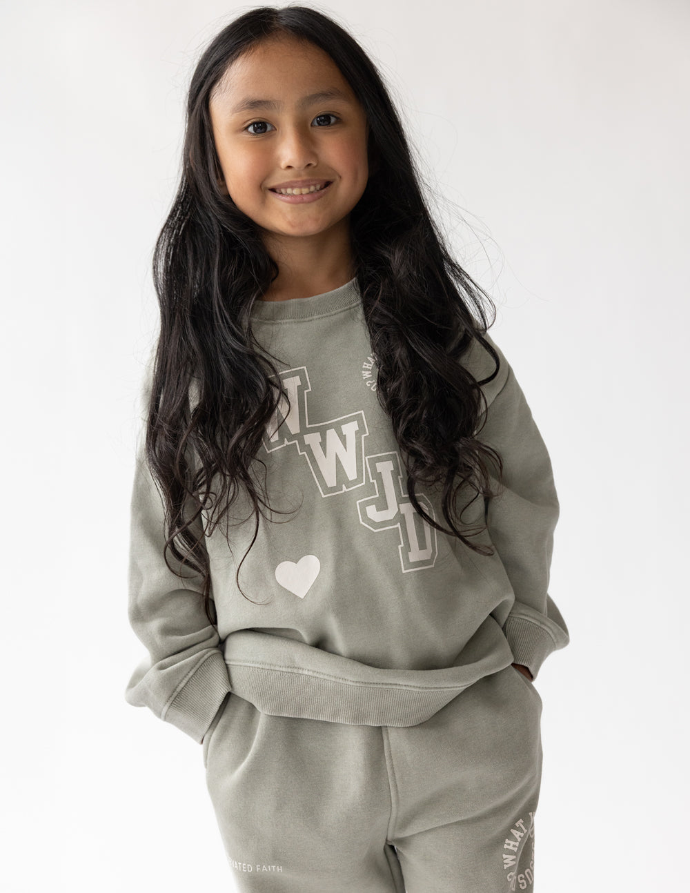 WWJD Varsity Kids Crewneck by Elevated Faith