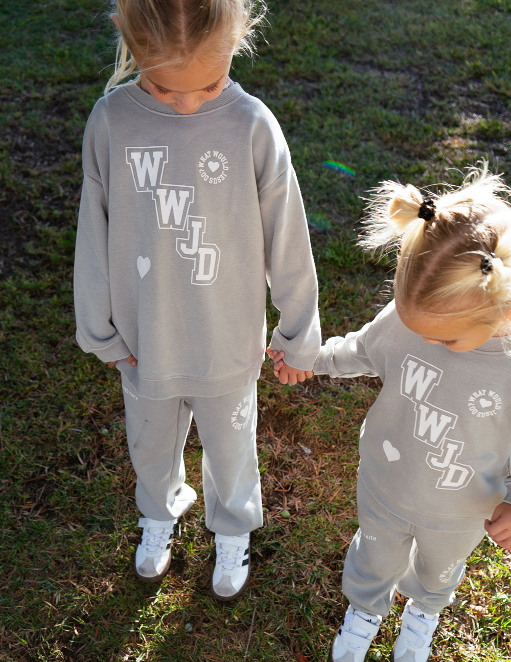 WWJD Varsity Kids Crewneck by Elevated Faith