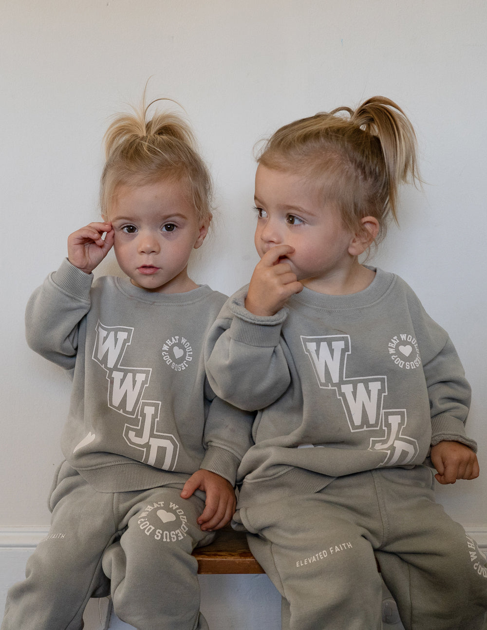 WWJD Varsity Kids Crewneck by Elevated Faith