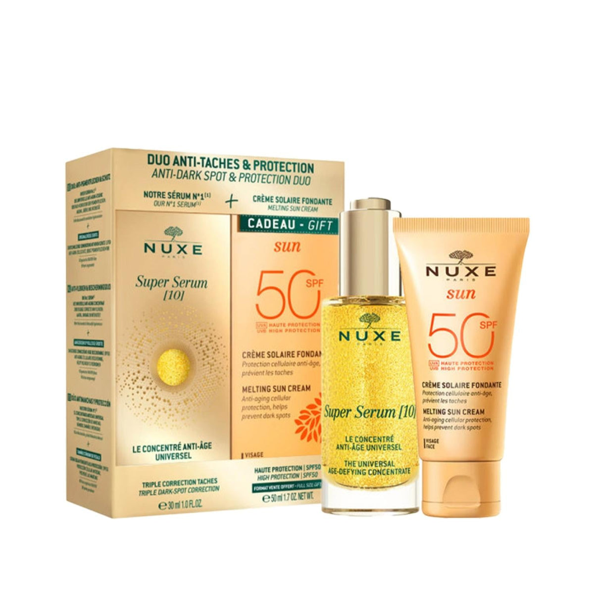 Nuxe Premium Skincare Set - Super Serum & Sun Melting Sun Cream SPF50 by Beauty Care Bag