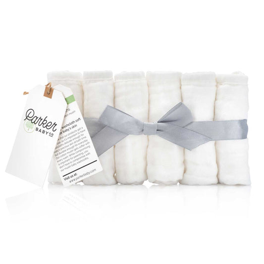 Muslin Cotton Baby Washcloths - 6 Pack by Parker Baby Co.