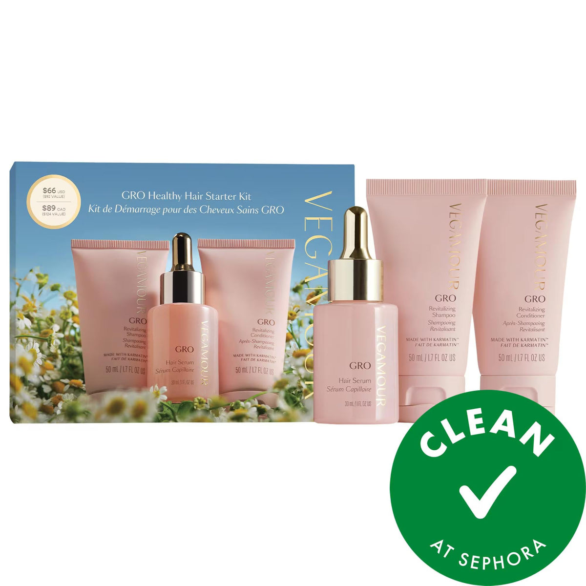 Vegamour Healthy Hair Starter Set: Hair Growth Serum, Thickening Shampoo & Conditioner | Vegan, Cruelty-Free Solutions for Thinning Hair by Beauty Care Bag