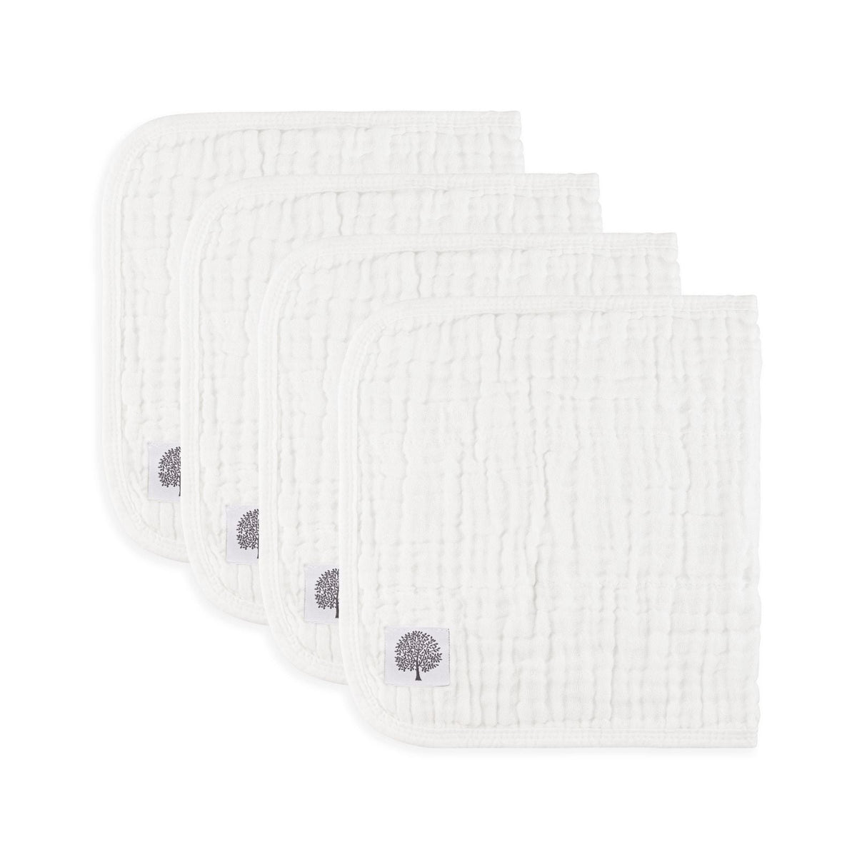 White Set - Muslin Burp Cloths (4 Pack) by Parker Baby Co.