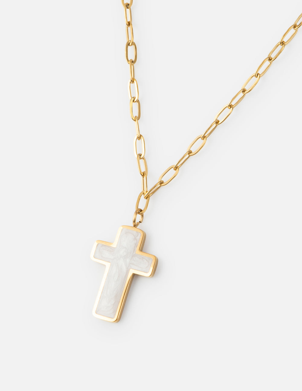 White Enamel Cross Necklace by Elevated Faith