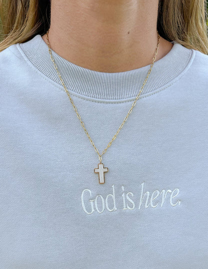 White Enamel Cross Necklace by Elevated Faith