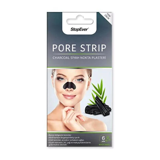 StopEver Charcoal Pore Strips - Enhanced Blackhead Removal with Activated Carbon & Witch Hazel - Deep Cleansing, Easy to Use, 6 Count by Beauty Care Bag