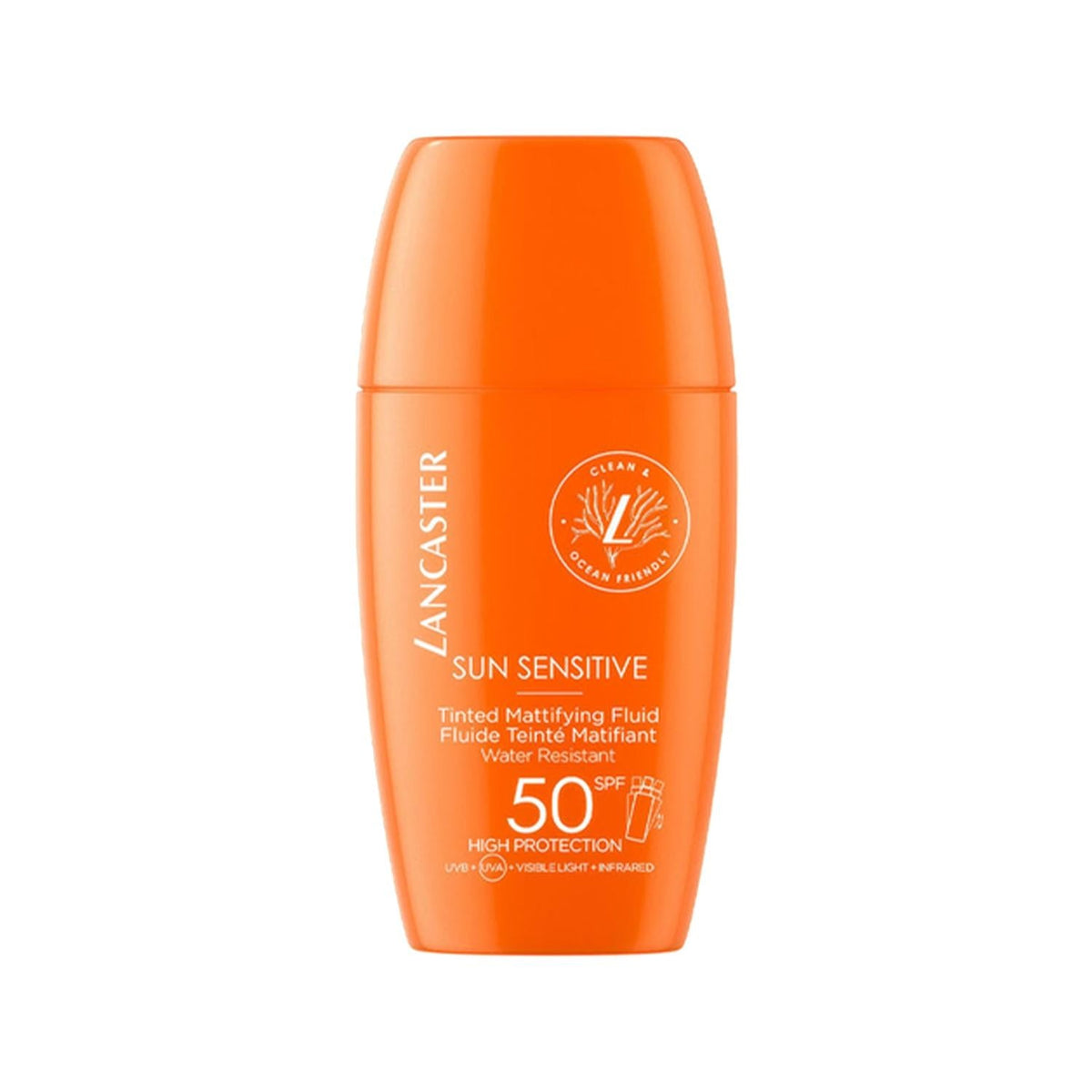Lancaster Tinted Sunscreen Fluid SPF 50 - Mattifying, Sensitive Skin Friendly, 1.01 fl oz by Beauty Care Bag
