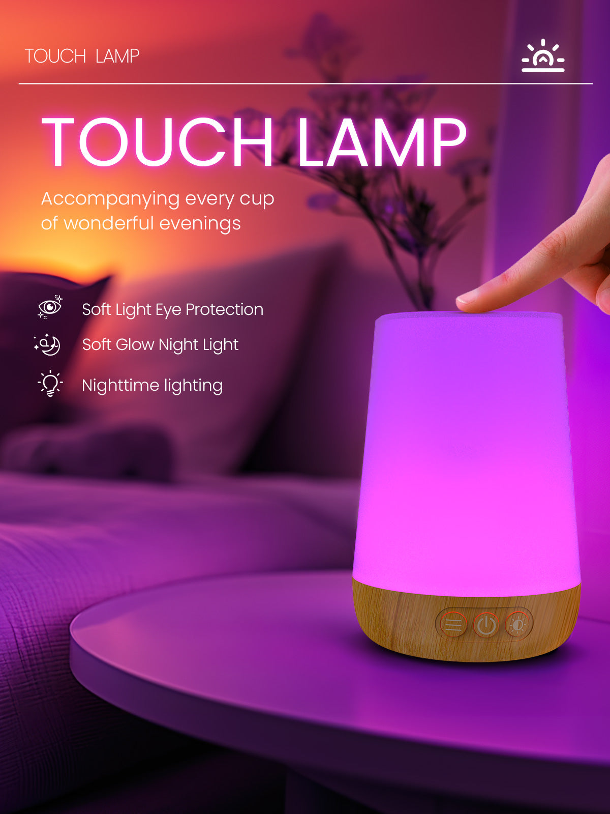 Touch Bedside Table Lamp,4 LIGHTING MODES AVAILABLE, Rechargeable Desk Lamp, Dimmable Night Light with RGB Color Changing,Portable Lamp for Baby, Bedroom, Living Room by KARONDA RENE LEWIS