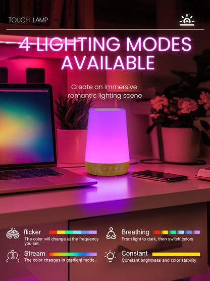 Touch Bedside Table Lamp,4 LIGHTING MODES AVAILABLE, Rechargeable Desk Lamp, Dimmable Night Light with RGB Color Changing,Portable Lamp for Baby, Bedroom, Living Room by KARONDA RENE LEWIS