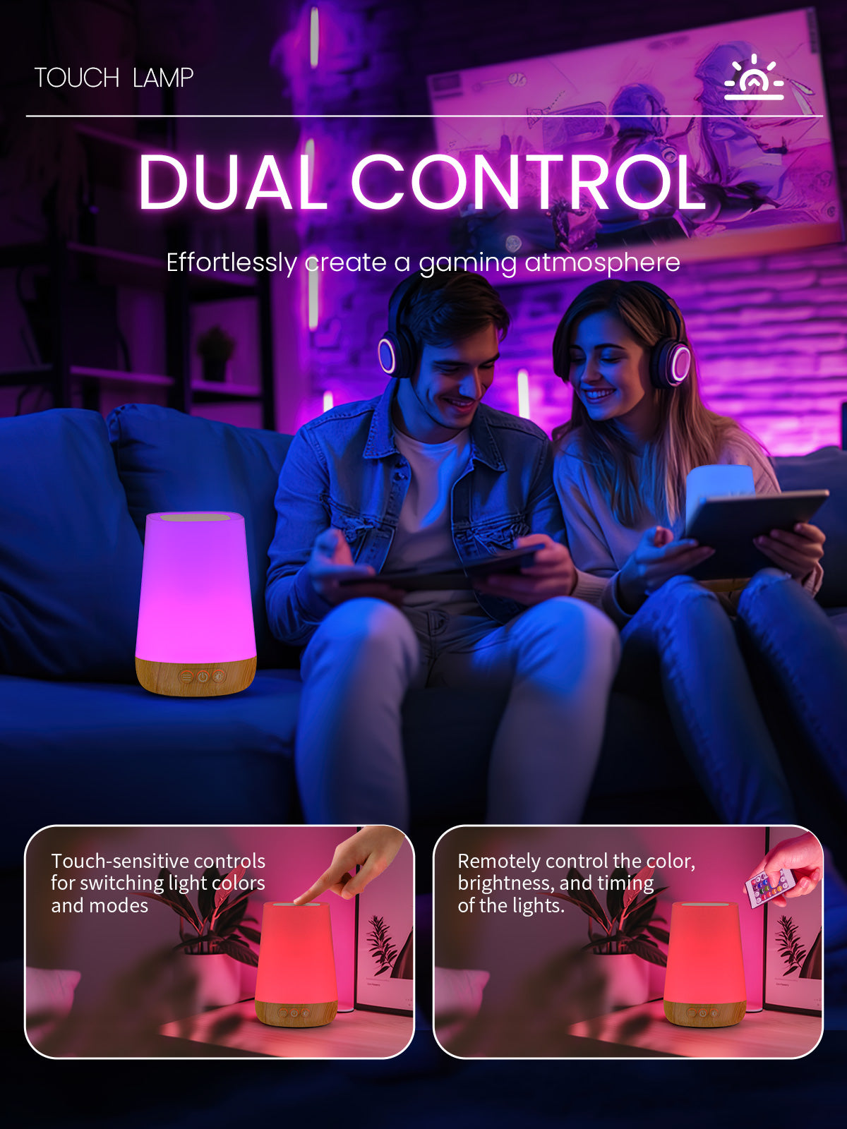 Touch Bedside Table Lamp,4 LIGHTING MODES AVAILABLE, Rechargeable Desk Lamp, Dimmable Night Light with RGB Color Changing,Portable Lamp for Baby, Bedroom, Living Room by KARONDA RENE LEWIS