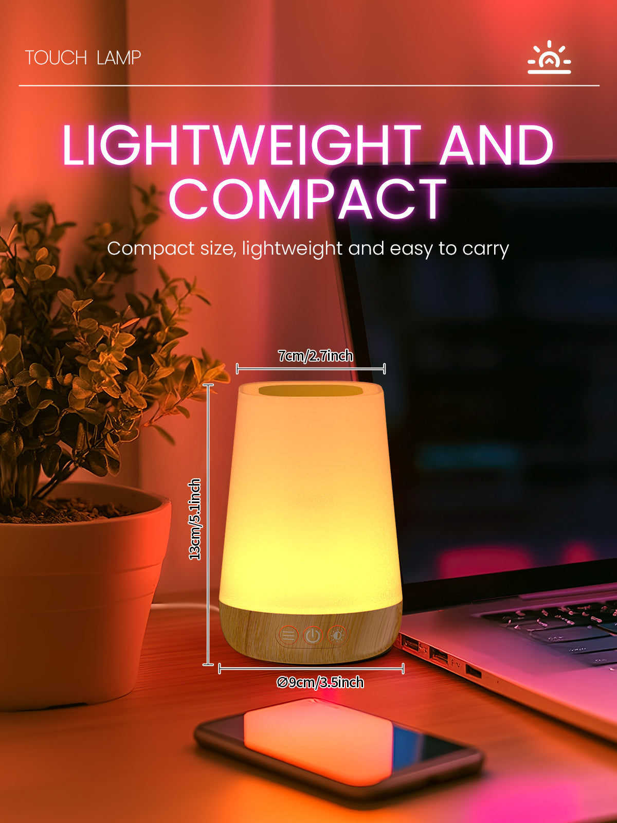 Touch Bedside Table Lamp,4 LIGHTING MODES AVAILABLE, Rechargeable Desk Lamp, Dimmable Night Light with RGB Color Changing,Portable Lamp for Baby, Bedroom, Living Room by KARONDA RENE LEWIS