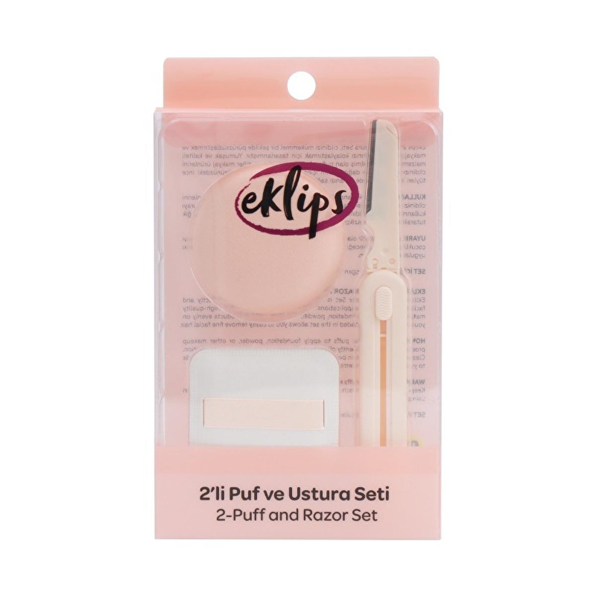 Eklips Makeup and Grooming Set - 2 Piece Puff and Razor Set for Flawless Makeup and Precise Grooming by Beauty Care Bag