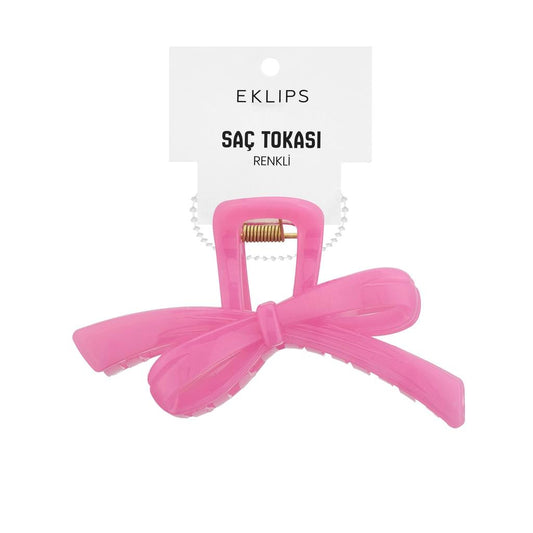 Eklips Pink Ribbon Bow Claw Clip for Secure All-Day Hold by Beauty Care Bag