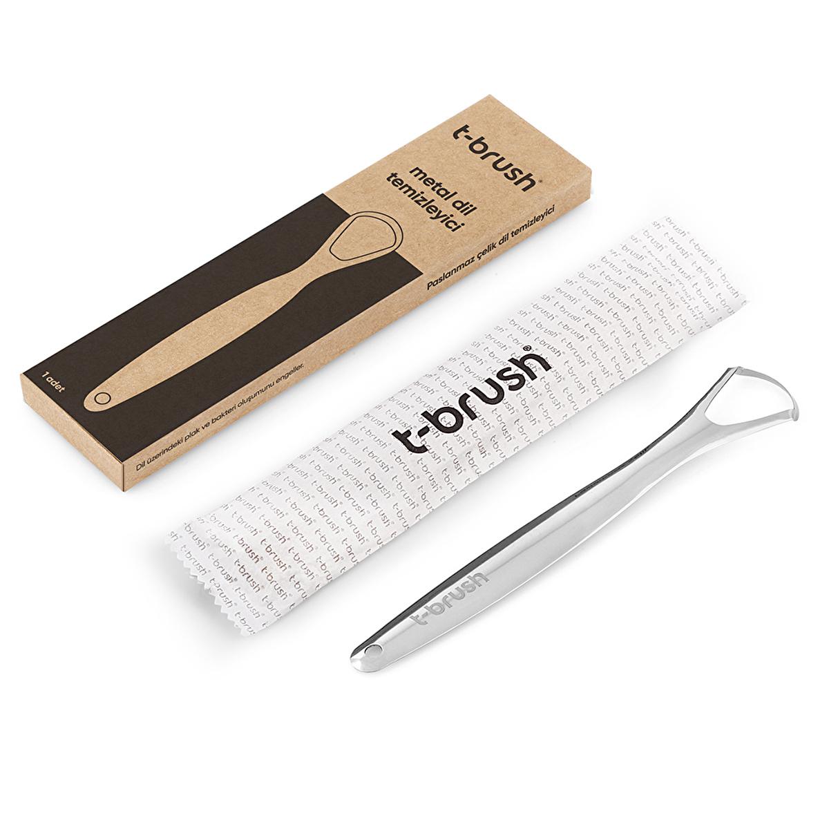 T-Brush Stainless Steel Tongue Scraper for Oral Hygiene & Fresh Breath by Beauty Care Bag
