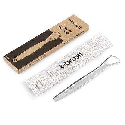 T-Brush Stainless Steel Tongue Scraper for Oral Hygiene & Fresh Breath by Beauty Care Bag