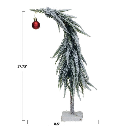 Snow Frosted Faux Evergreen Charlie Brown Tree with Ornament by Rust & Cinder