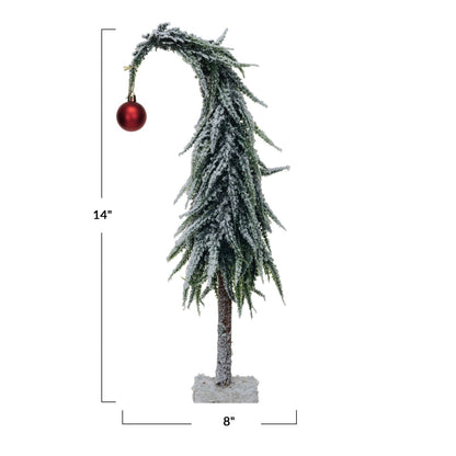 Snow Frosted Faux Evergreen Charlie Brown Tree with Ornament by Rust & Cinder