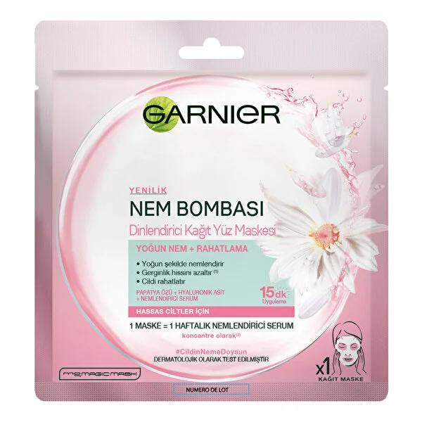 Garnier Moisturizing Face Mask with Pomegranate Extract & Hyaluronic Acid for Normal to Dry Skin - Intensive Hydration & Radiant Skin by Beauty Care Bag