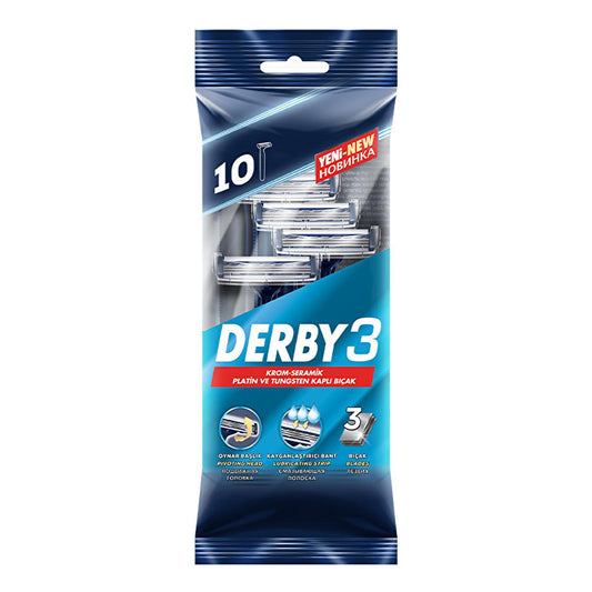 Derby Samurai 3 Klasik disposable razors, 10 count