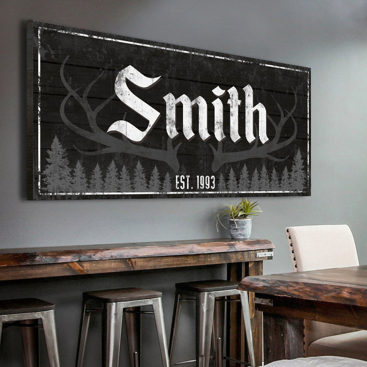 Rustic Family Antler Sign III by Tailored Canvases
