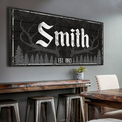 Rustic Family Antler Sign III by Tailored Canvases