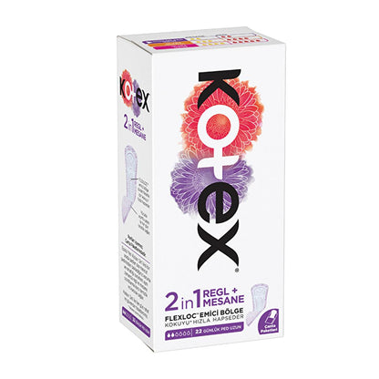 Kotex 2in1 Sanitary Pads - 22 Count - Protection for Menstruation & Bladder Leakage by Beauty Care Bag