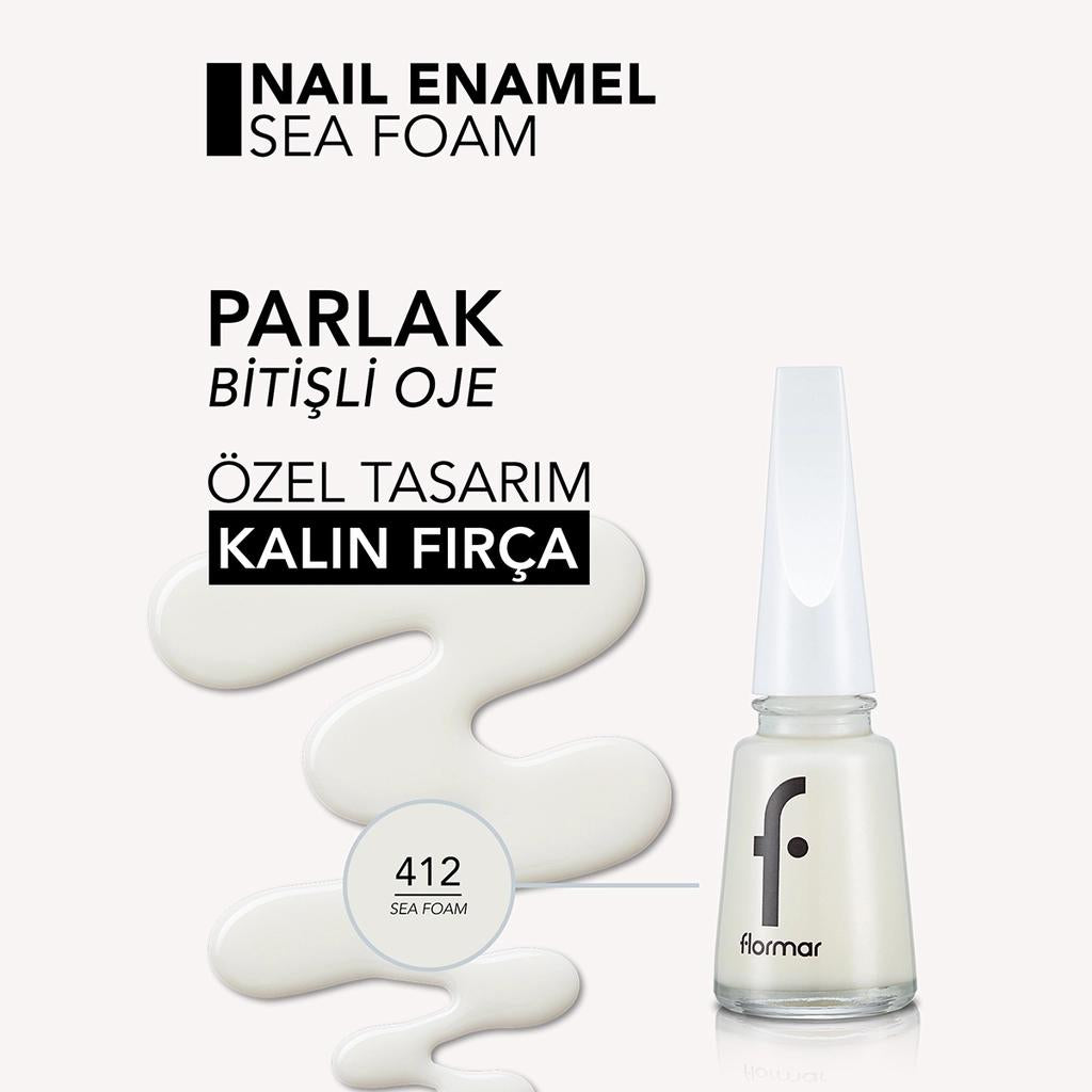 Flormar Nail Enamel Highly Pigmented Polish 412 Sea Foam by Beauty Care Bag