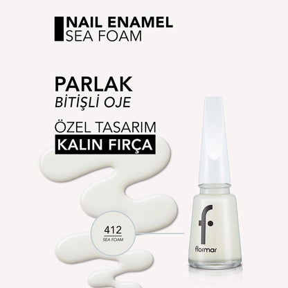 Flormar Nail Enamel Highly Pigmented Polish 412 Sea Foam by Beauty Care Bag