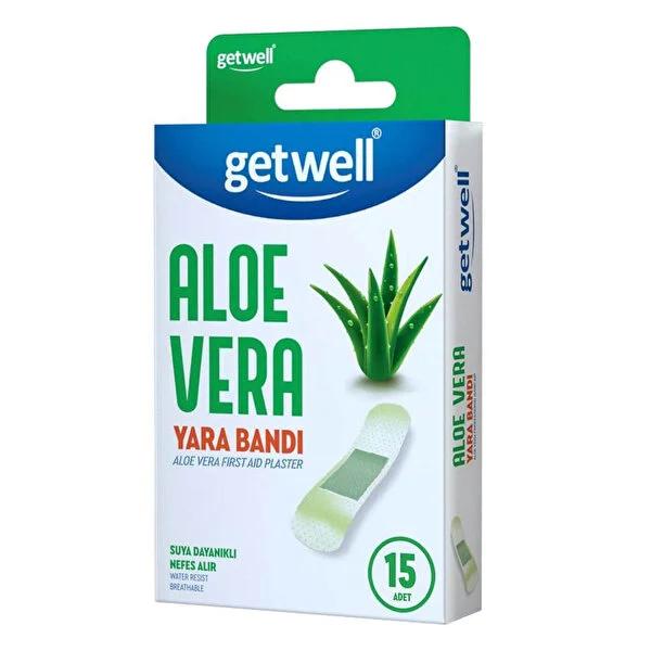 Getwell Aloe Vera Adhesive Bandages - Water Resistant, Breathable Wound Care for Minor Cuts & Scrapes (15 Count) by Beauty Care Bag