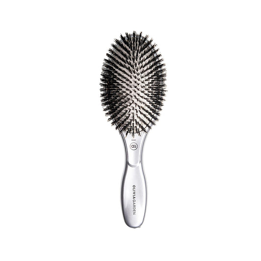 Olivia Garden Expert Care oval boar bristle brush in silver