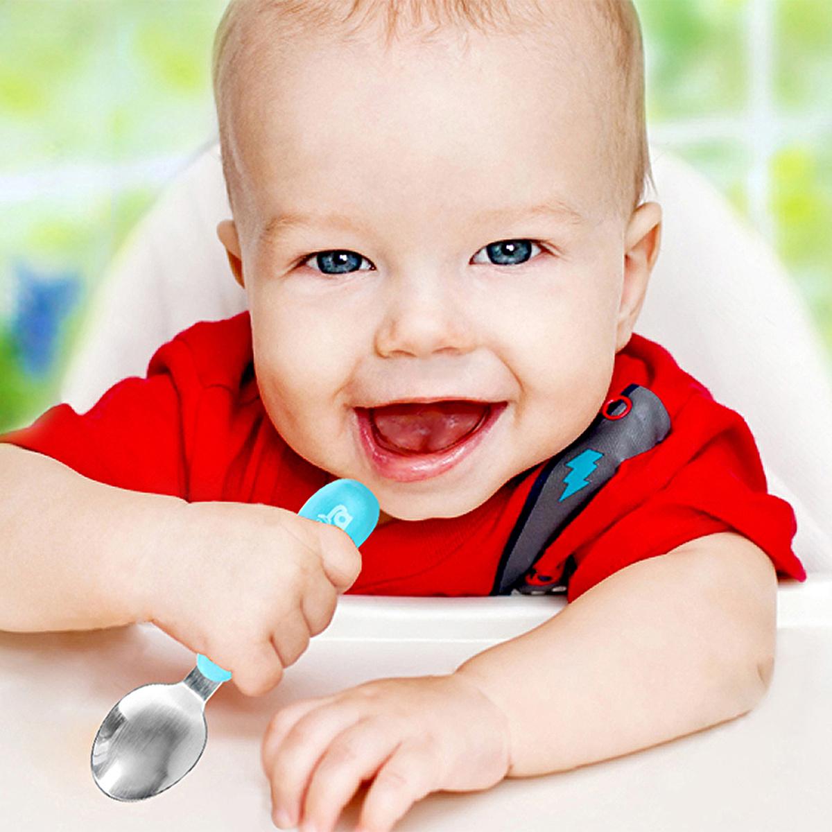 Babyjem Stainless Steel Baby Utensil Set - BPA Free, Ergonomic Design for Independent Eating by Beauty Care Bag