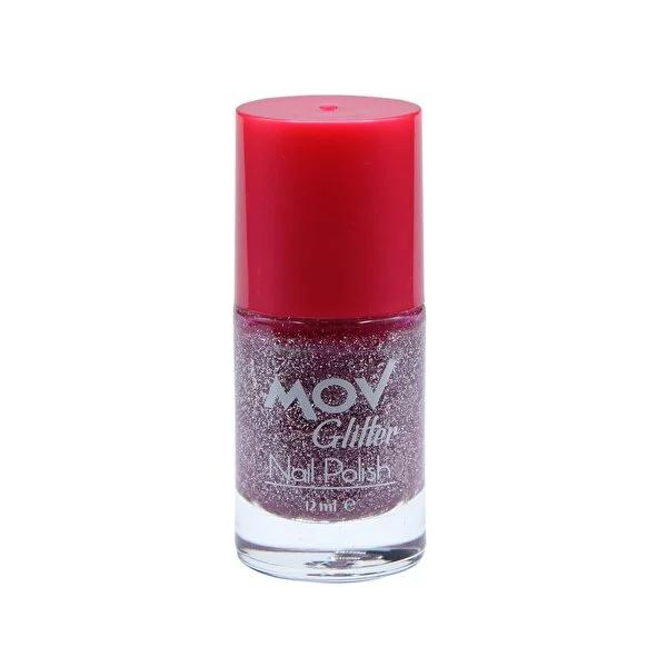 Mov Glitter Nail Polish - Light Pink No.11, Shiny Finish, Nail Art Supplies by Beauty Care Bag