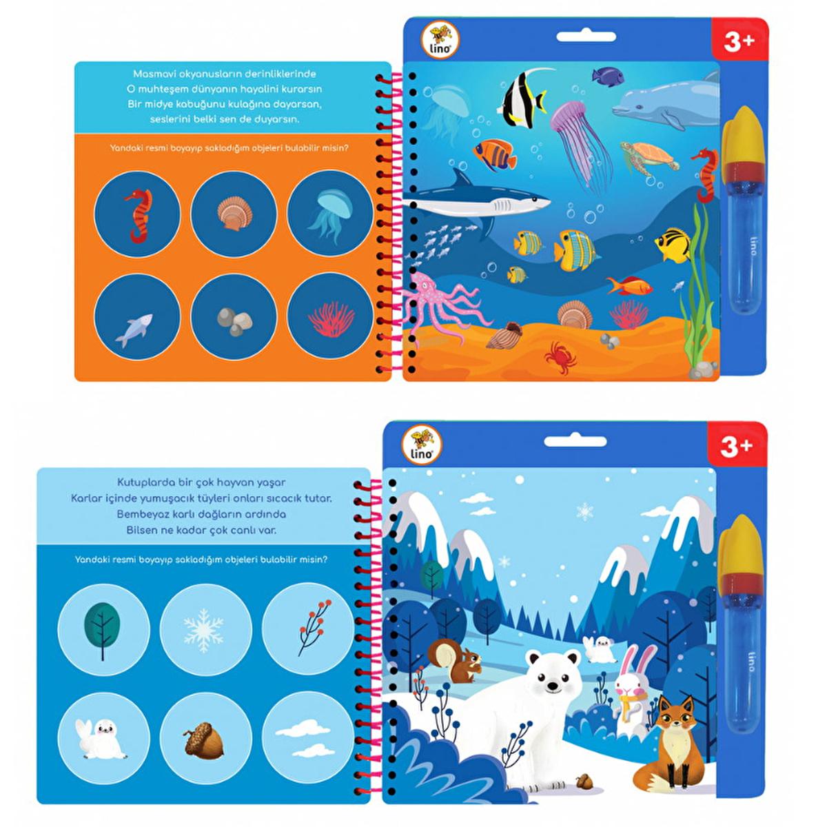 Lino Magic Painting Book: Reusable Water Coloring Book for Mess-Free Fun. Ideal Children's Art Activity, Toddler Coloring, Animals Theme by Beauty Care Bag
