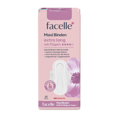 Facelle Extra Long Maxi Pads with Wings for Soft Comfort, 12 Count by Beauty Care Bag