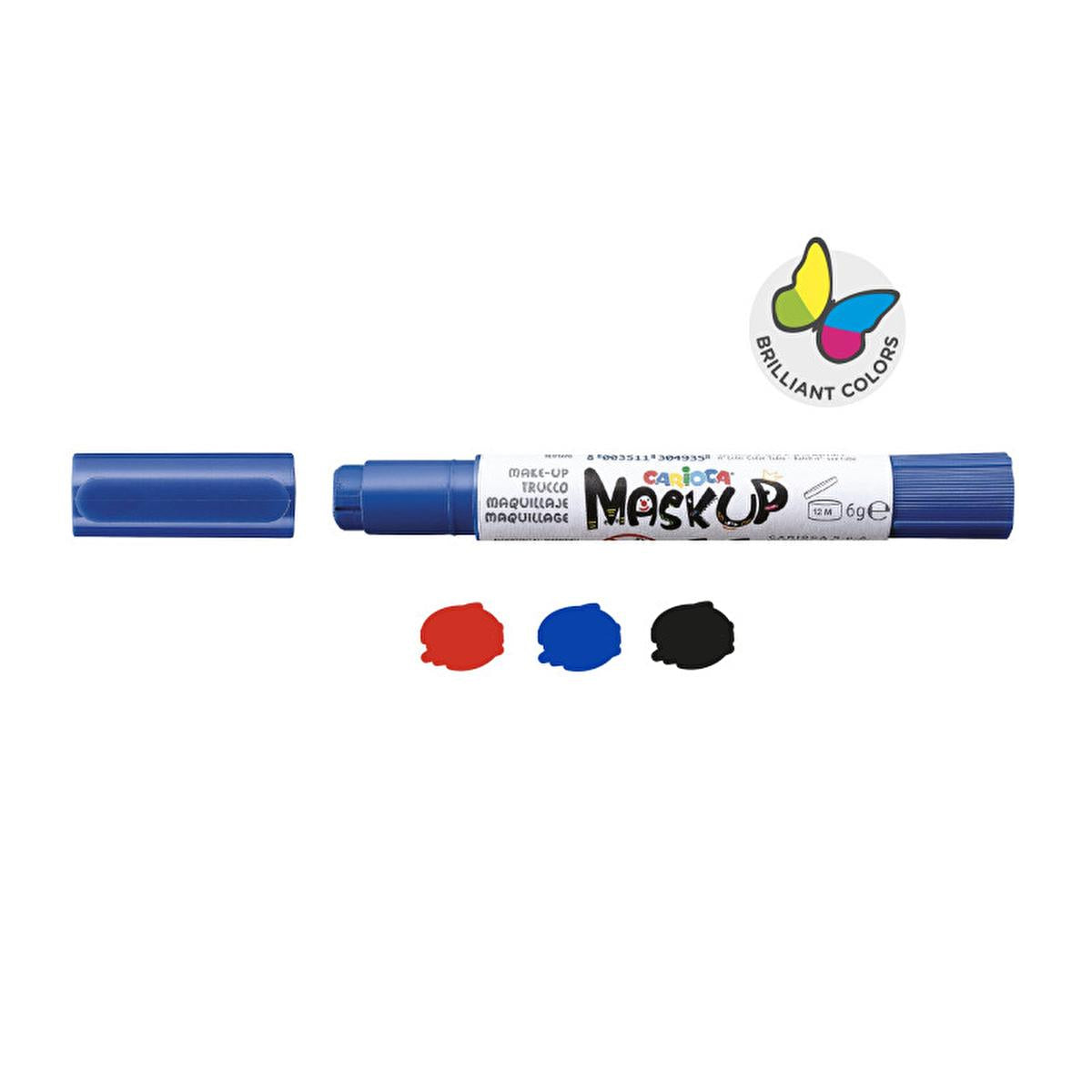 Carioca Carnival Face Paint Kit - 3 Water-Based Colors, Dermatologically Tested, Easy Twist-Apply Design for Kids & Adults by Beauty Care Bag