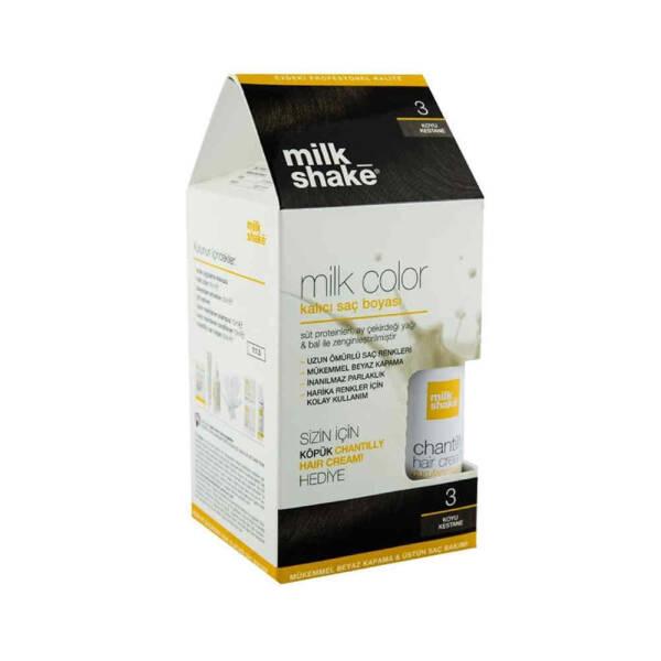 Milk Shake Hair Dye and Conditioning Set - 3 Koyu Kestane, Natural Ingredients, Conditioning & Protection by Beauty Care Bag