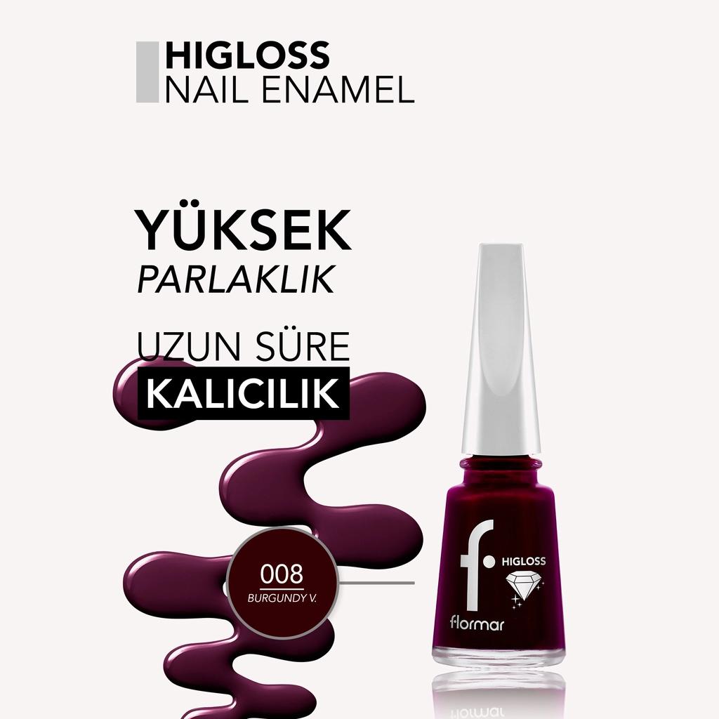 Flormar Higloss Long-Wear Gel-Look Nail Polish 008 Burgundy Velvet by Beauty Care Bag