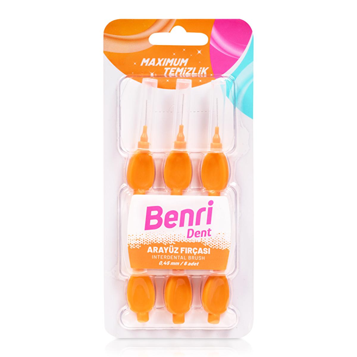 Benri Interdental Brush 0.45mm Pack of 6 - Enhance Oral Hygiene, Braces Cleaning & Dental Care by Beauty Care Bag