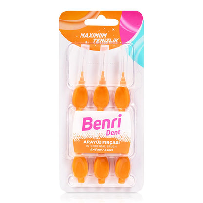 Benri Interdental Brush 0.45mm Pack of 6 - Enhance Oral Hygiene, Braces Cleaning & Dental Care by Beauty Care Bag
