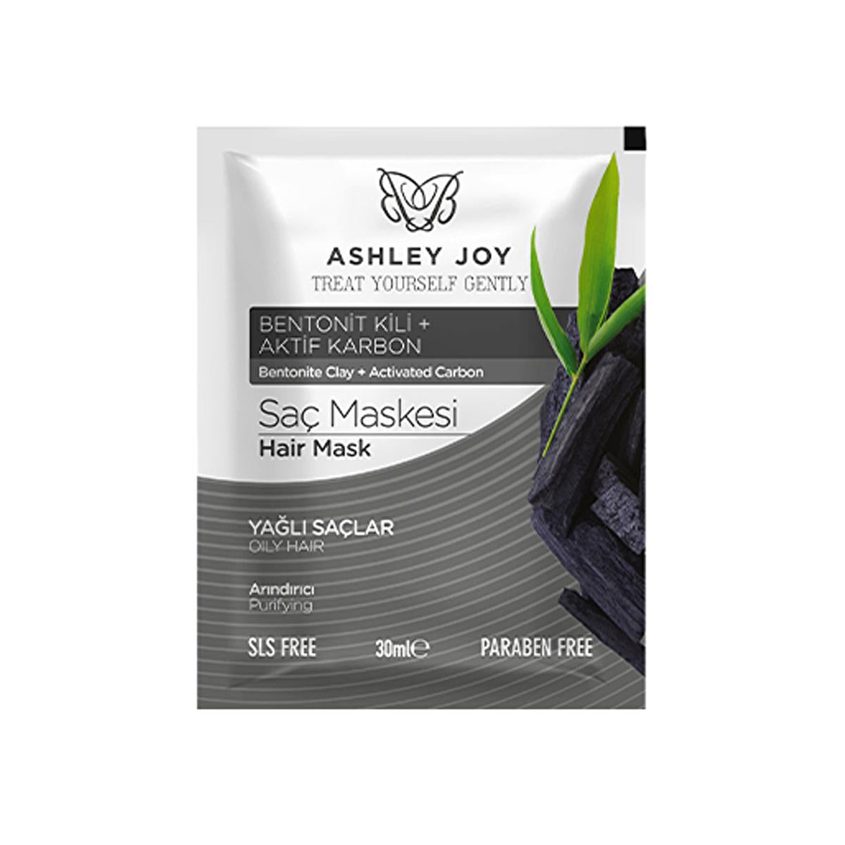 Ashley Joy Detox & Clarifying Hair Mask: Deep Cleanse, Remove Buildup, & Restore Shine - Active Carbon & Bentonite Clay (1.01 fl oz) by Beauty Care Bag