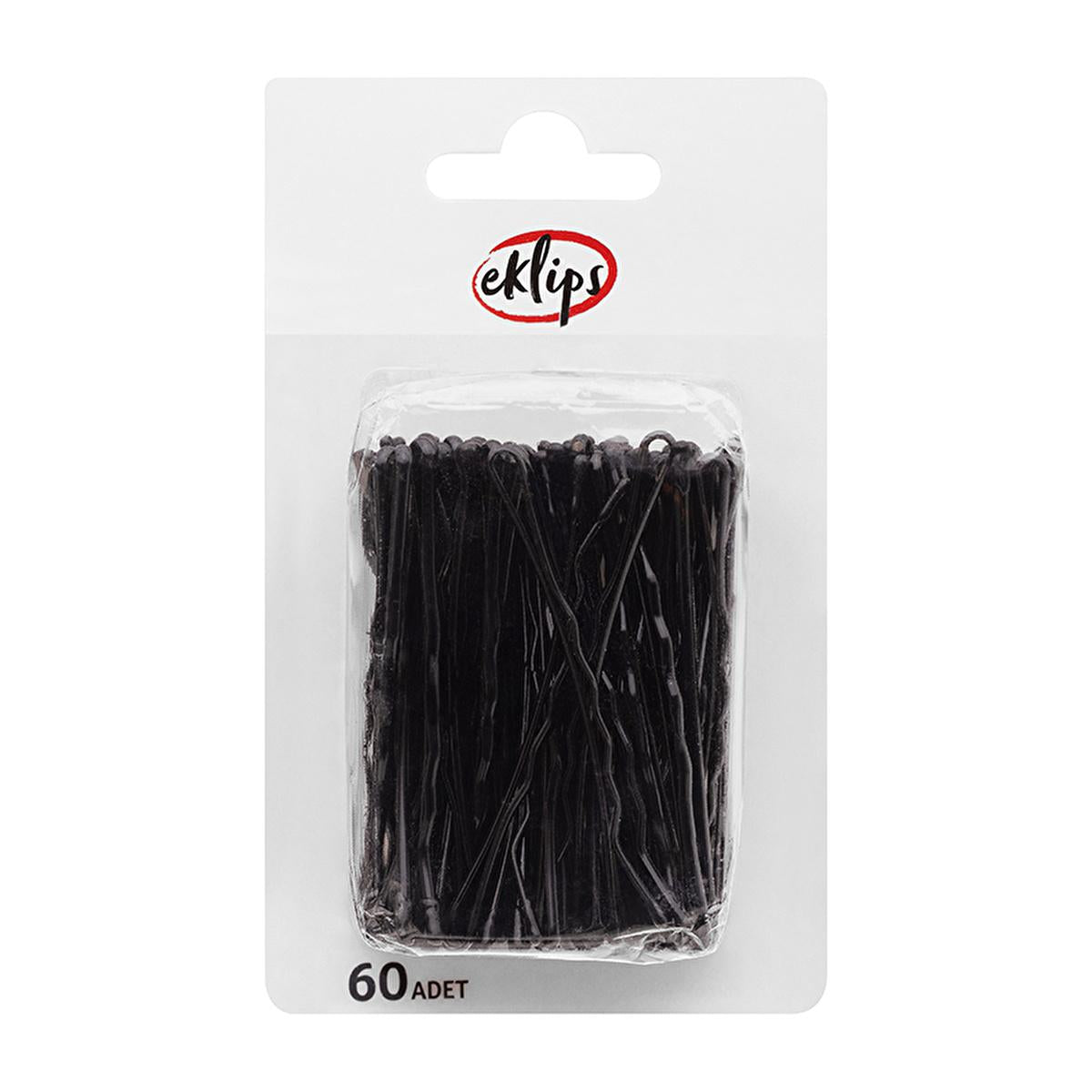 Eklips Black Hair Pins: 60-Piece Set - Strong Hold Zigzag Bobby Pins for All-Day Hairstyles & Gentle Rounded Tips by Beauty Care Bag