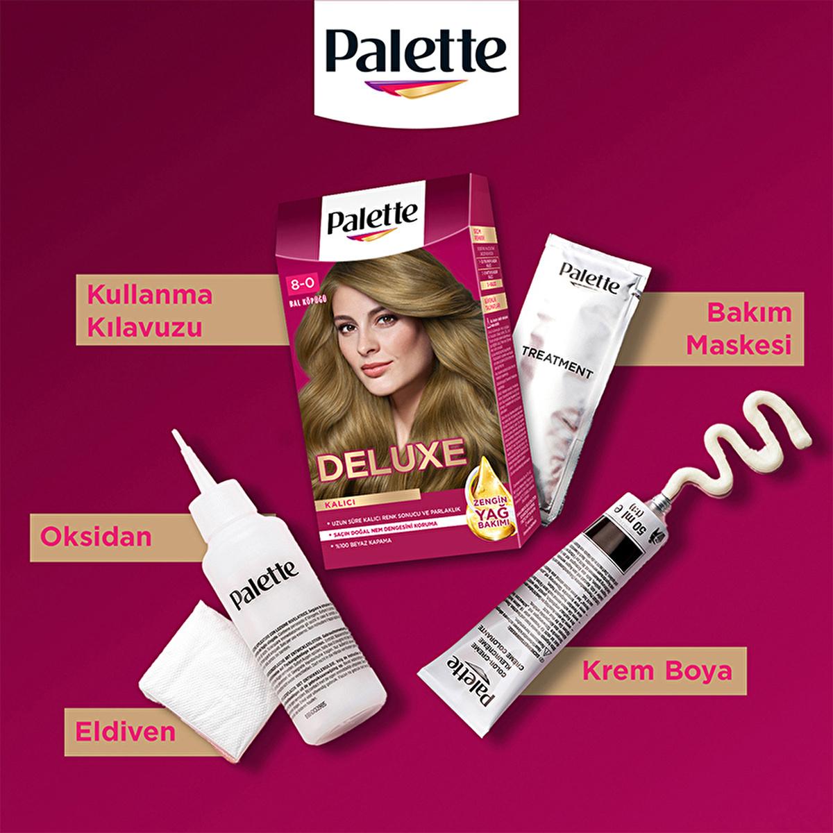 Palette Deluxe 8-0 Honey Blonde Hair Dye - Permanent, Long Lasting Color & Shine, Deep Nourishment with Oils by Beauty Care Bag