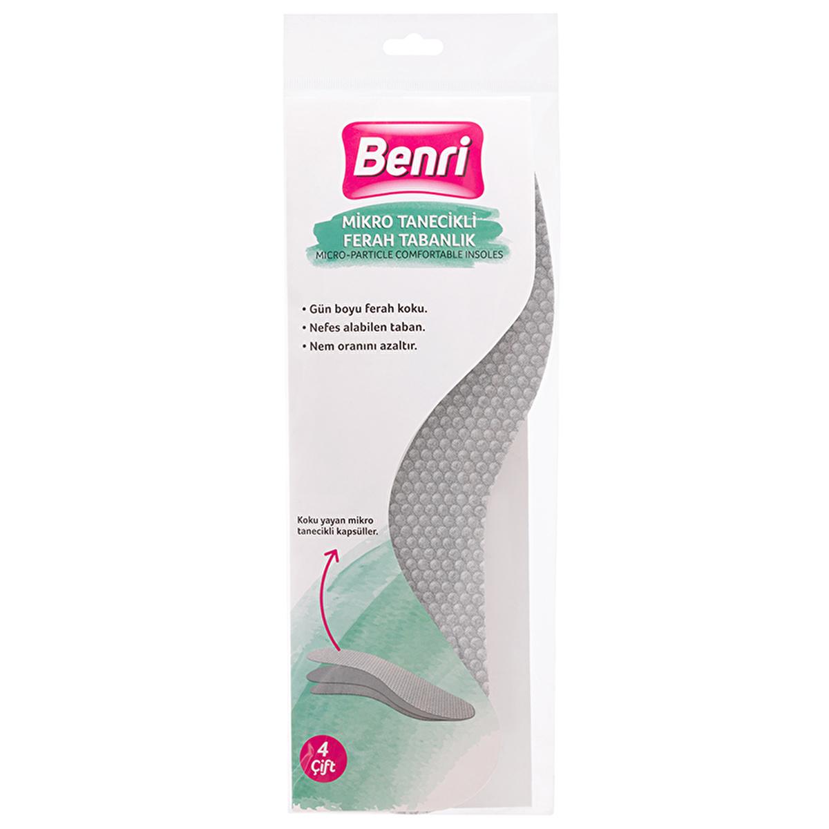 Benri Fresh Insoles - 4 Pairs, Breathable, Odor Control, Comfortable Footwear Accessories by Beauty Care Bag