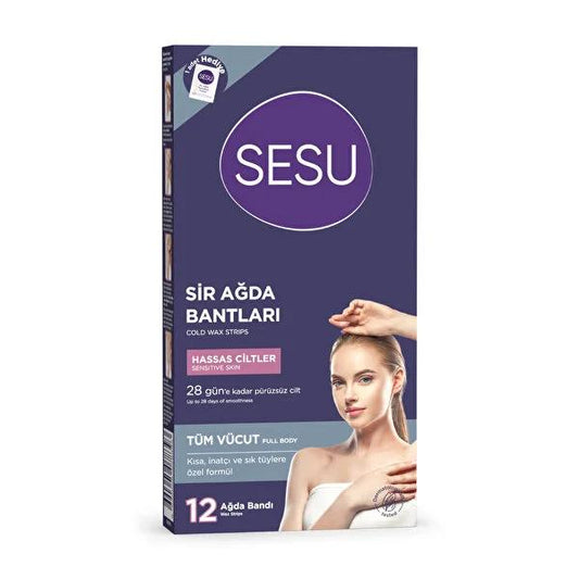 Sesu Body Wax Strips for Sensitive Skin - Easy Hair Removal, Smooth Skin, Sugar-Free Formula, Long Lasting Results by Beauty Care Bag